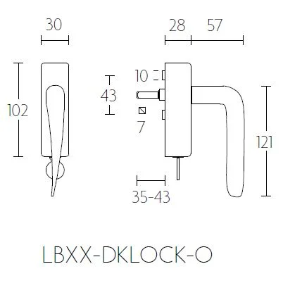Formani LB20-DKLOCK-O draaikiepgarnituur mat zwart – detail