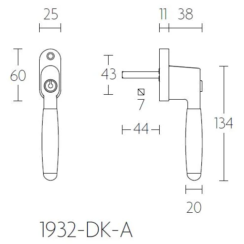 Formani 1932-DK-A draaikiepgarnituur afsluitbaar mat nikkel/ebbenhout detail