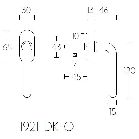 Formani 1921-DK-O draaikiepgarnituur mat nikkel rechtsdraaiend - detail