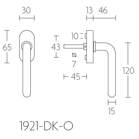 Formani 1921-DK-O draaikiepgarnituur glans nikkel rechtsdraaiend - detail