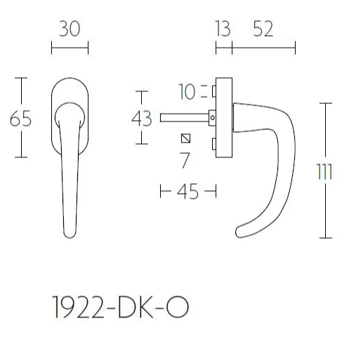 Formani 1922-DK-O draaikiepgarnituur glans nikkel rechtsdraaiend - detail