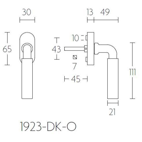 Formani 1923-DK-O draaikiepgarnituur mat nikkel/ebbenhout rechtsdraaiend - detail