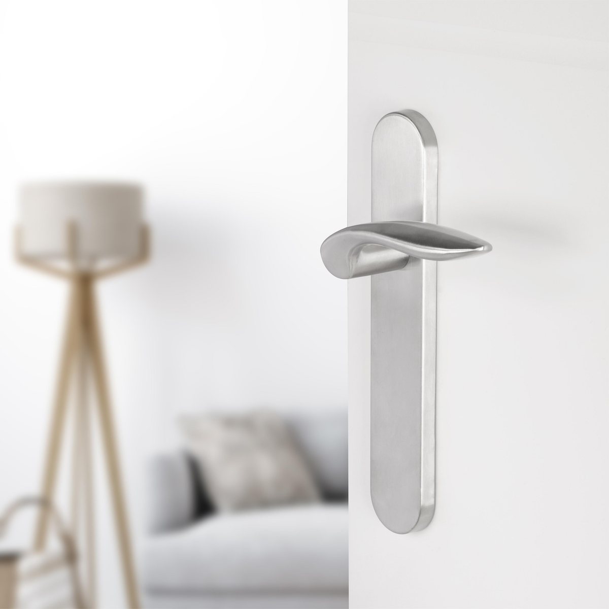 Differnz Groningen deurkruk ovaal schild sleutel 56 mm mat chroom – detail