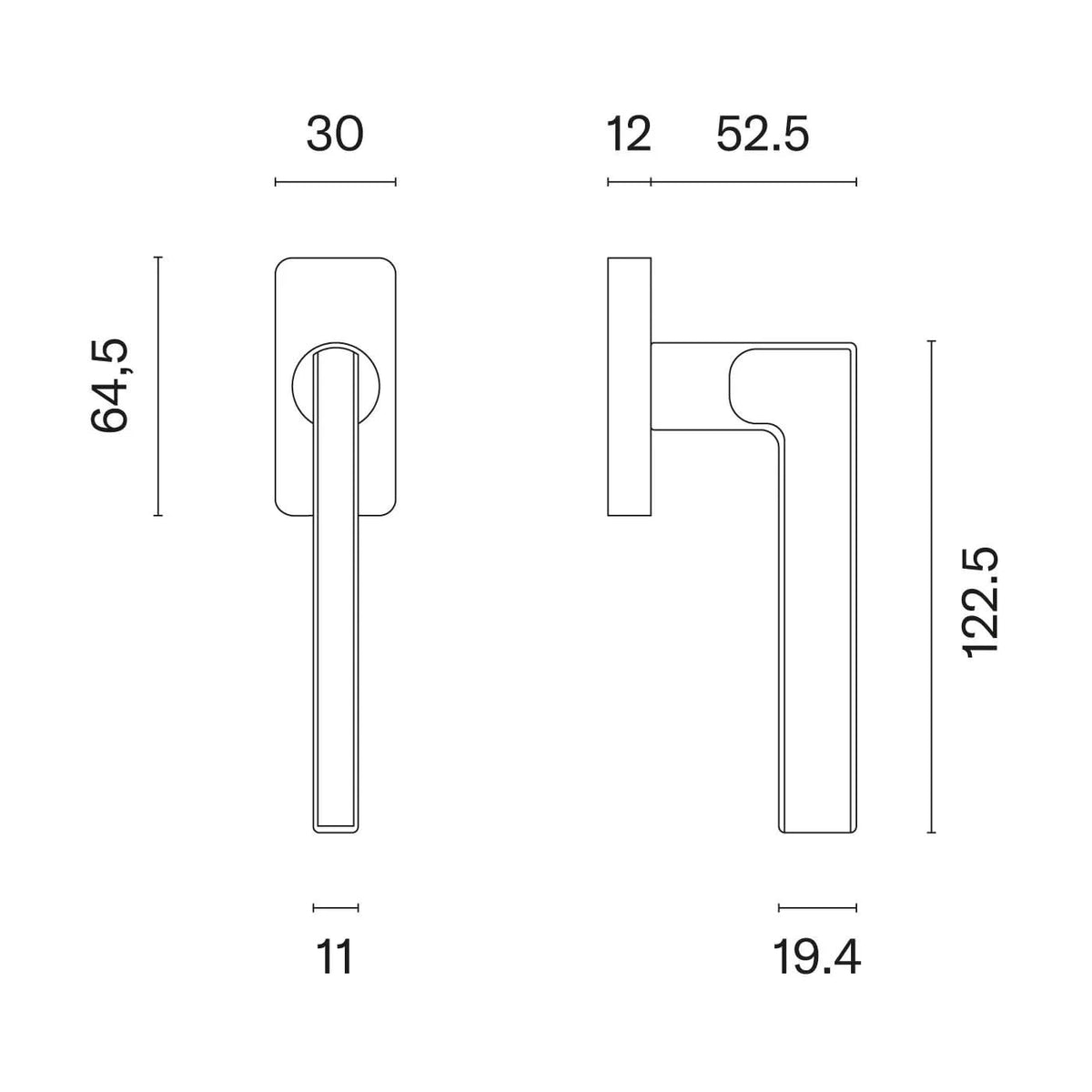 Stile raamkruk Sira Q titanium rozet detail
