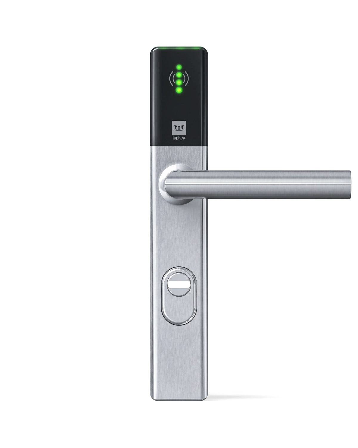 DOM Tapkey Guard S Slimline zilver digitaal veiligheidsbeslag – schuin vooraanzicht