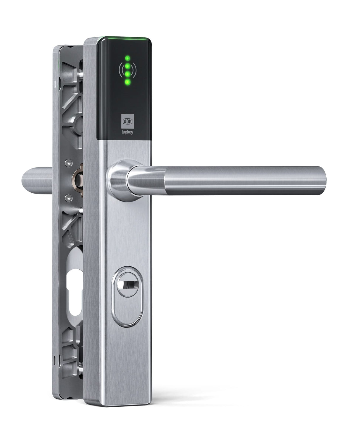 DOM Tapkey Guard S Slimline zilver digitaal veiligheidsbeslag – vooraanzicht