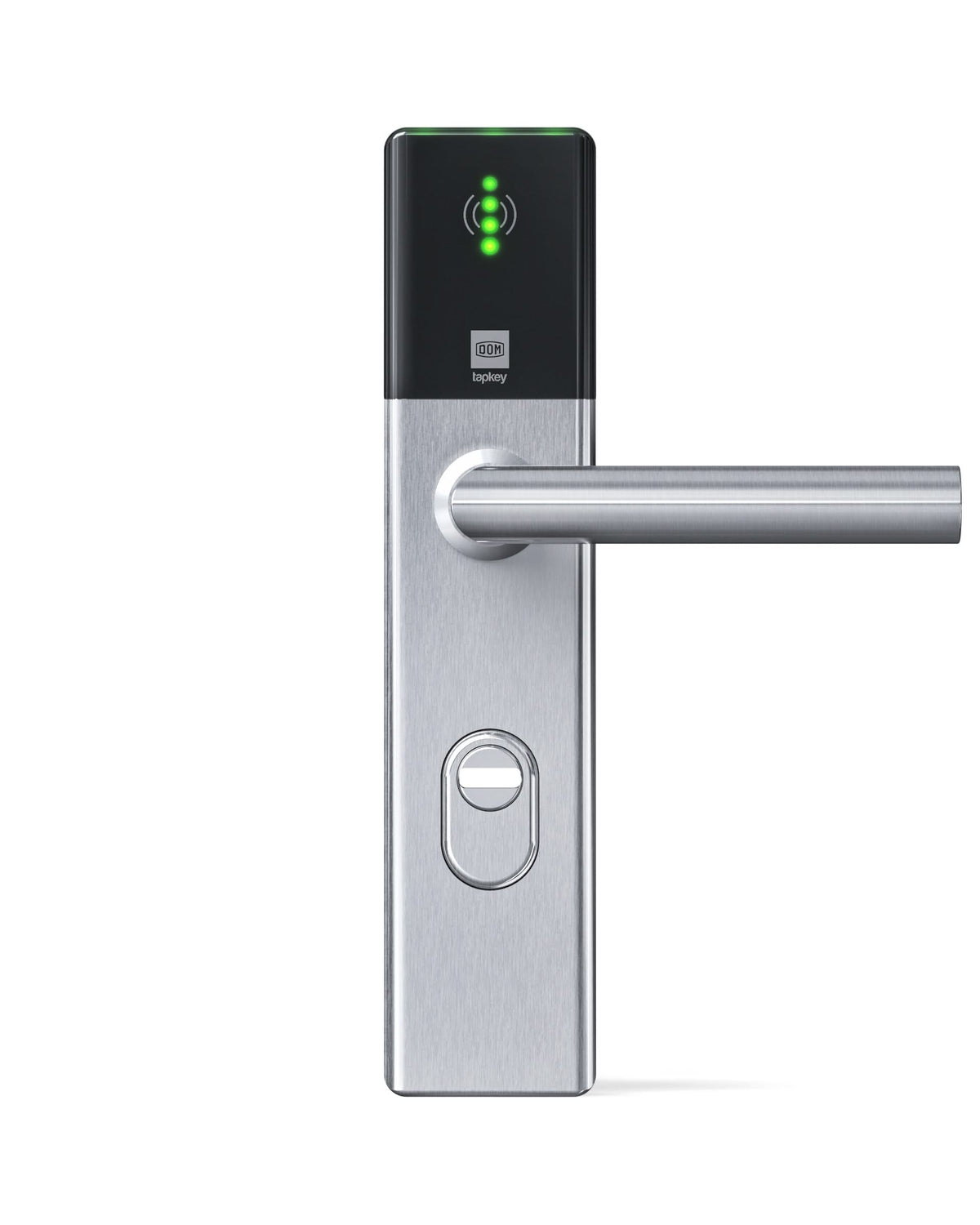DOM Tapkey Guard S Wideline zilver digitaal veiligheidsbeslag – schuin vooraanzicht