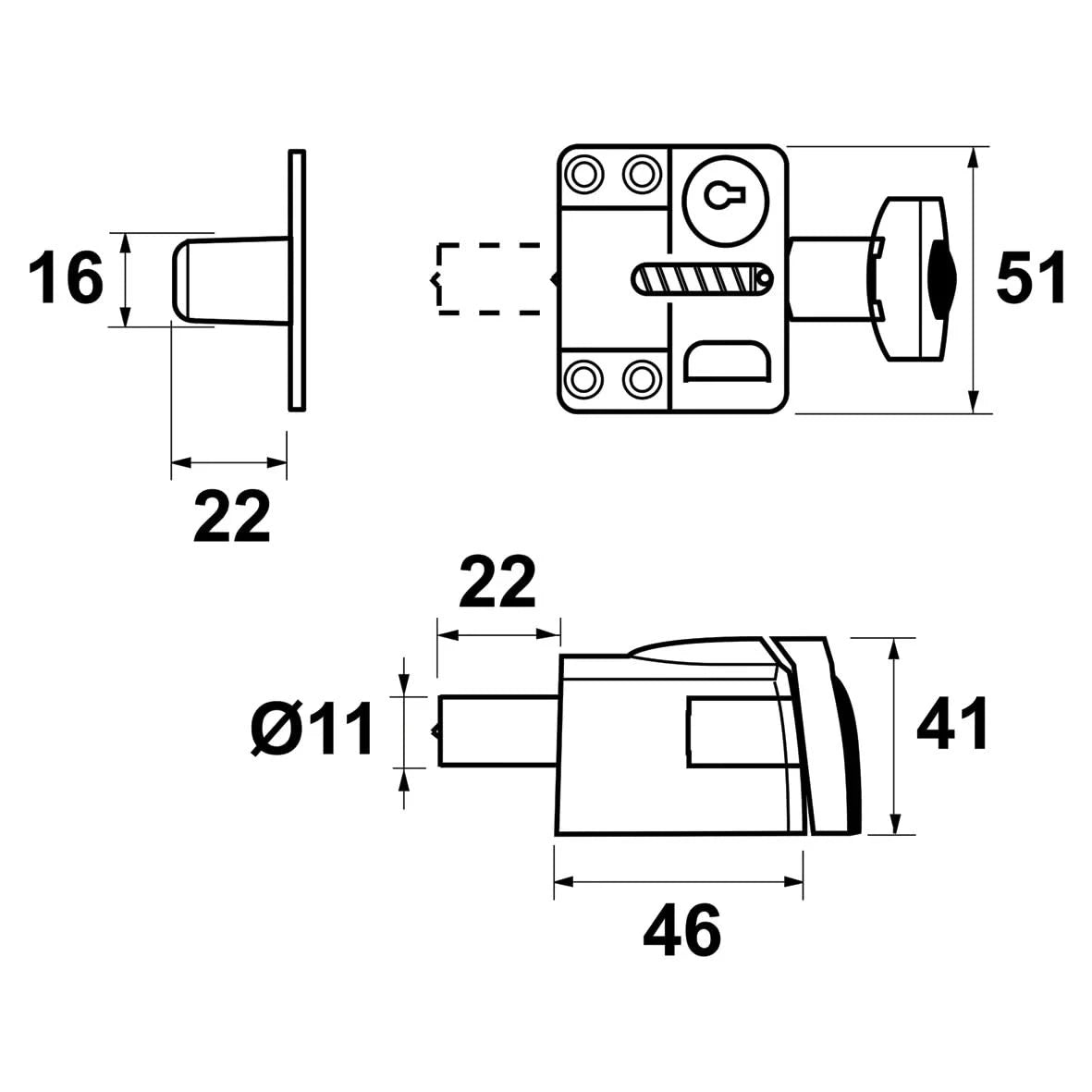 AXA veiligheidsoplegslot 3012 maattekening