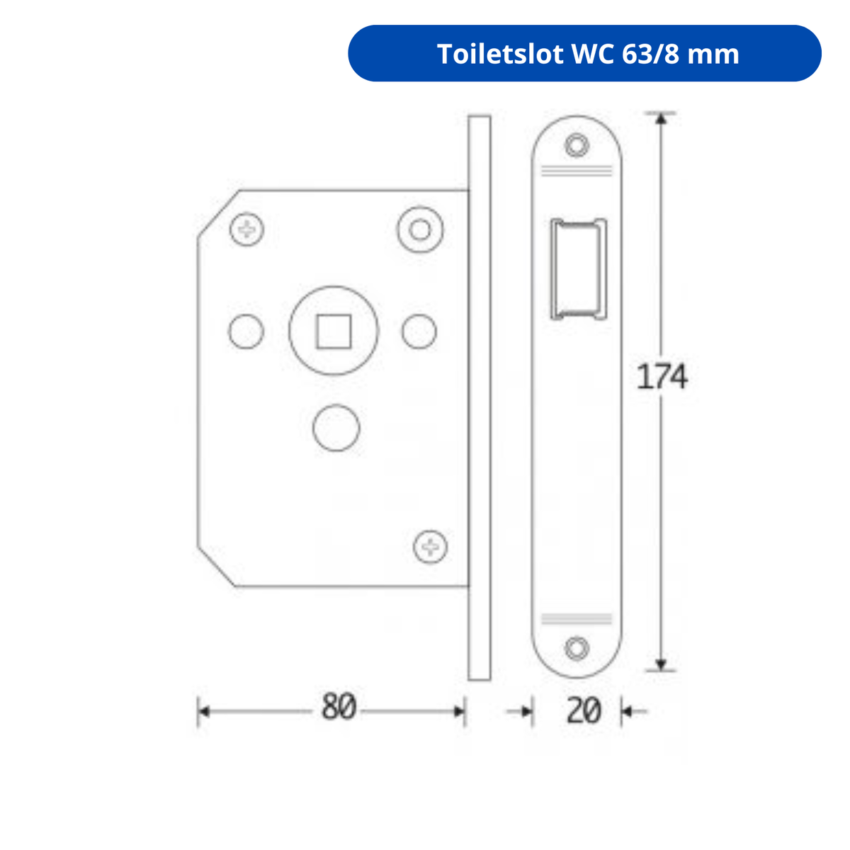 Artitec Mi Satori Toiletslot WC 63/8 mm Mat Zwart technische maattekening